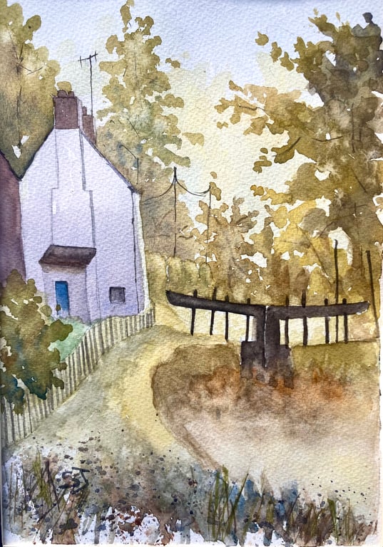Original watercolour painting of Lock keepers cottage England