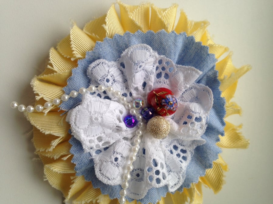Lace and fabric corsage