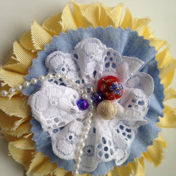 Lace and fabric corsage