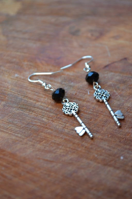 Steampunk key earrings
