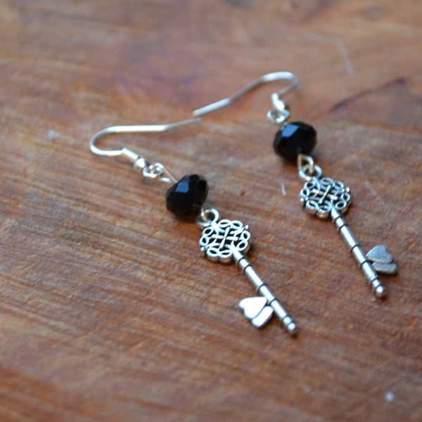 Steampunk key earrings