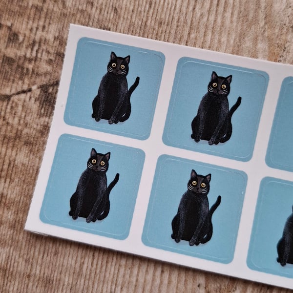 Black Cats Envelope Stickers - Set of 6