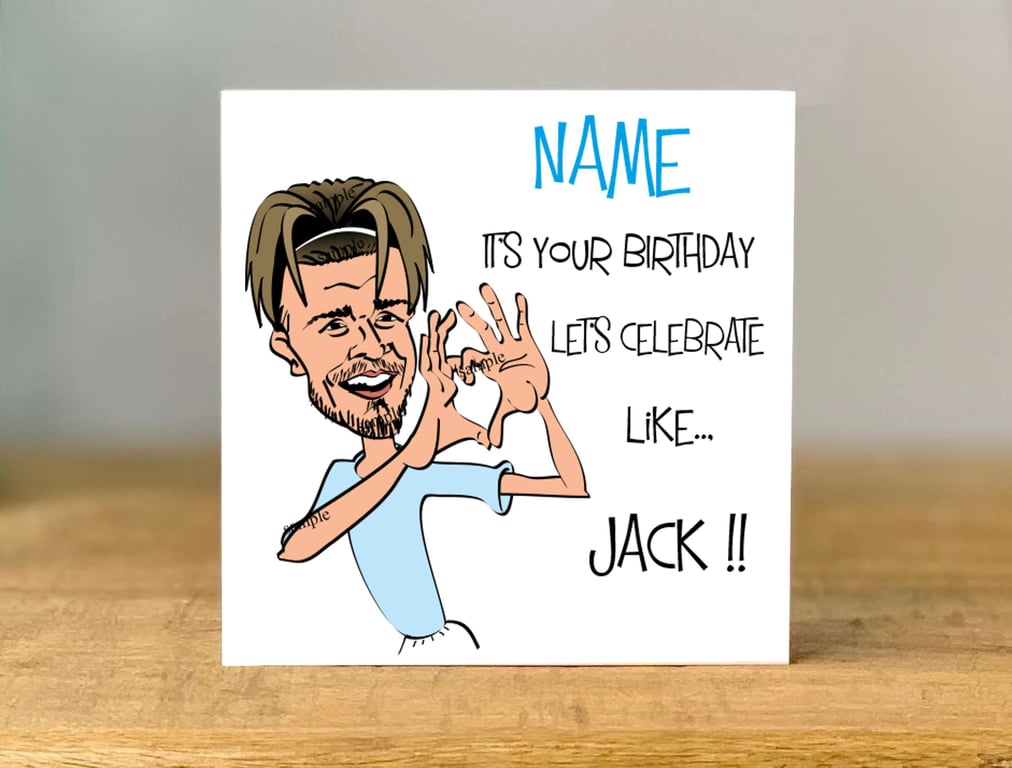 Personalised Grealish Birthday Card, Football Fan Gift, mum, dad, son, daughter,