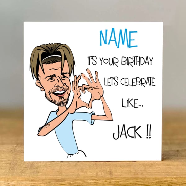 Personalised Grealish Birthday Card, Football Fan Gift, mum, dad, son, daughter,