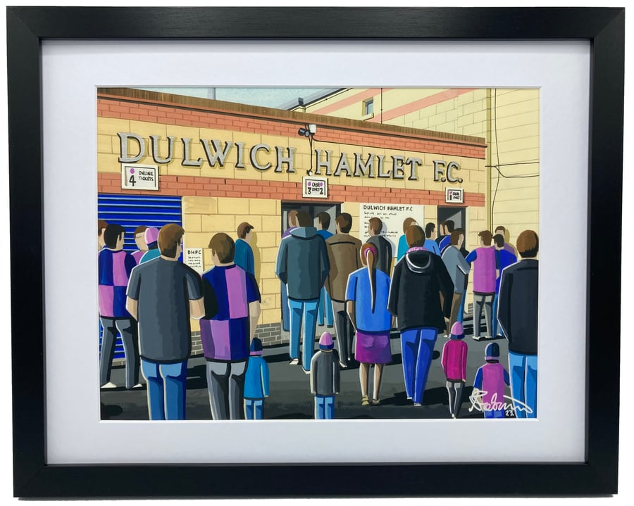 Dulwich Hamlet F.C, Champion Hill. High Quality Framed Football Art Print.
