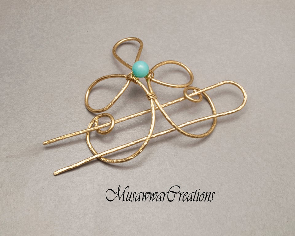 Celtic Spiral brass bun holder ,textured hair bun holder,heavy duty brass wire 