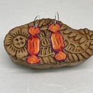 Orange Cream, Recycled Quality Street Tin Earrings with Silver