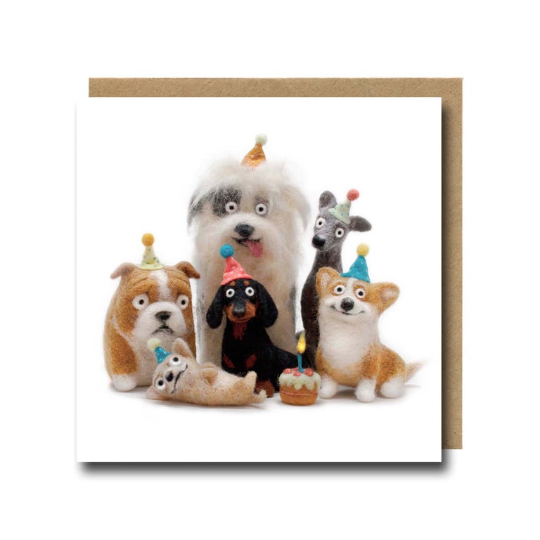 Dog Birthday Card – Needle Felted Dog Illustration Print