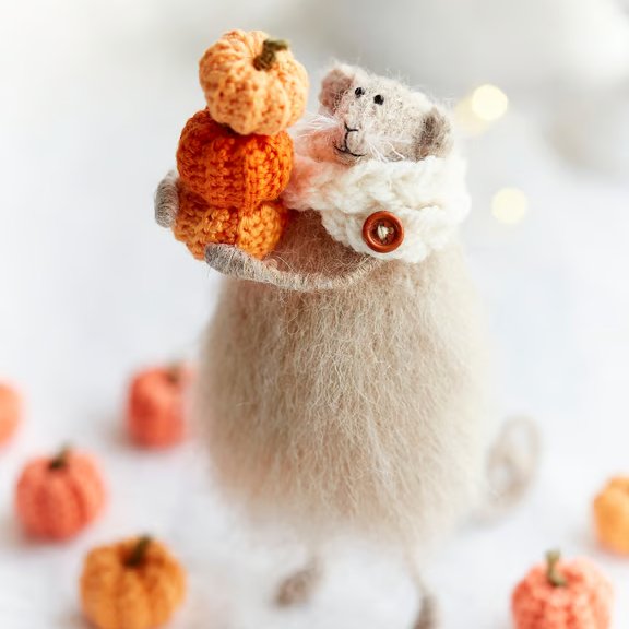Mouse with pumpkins, Autumn home decoration