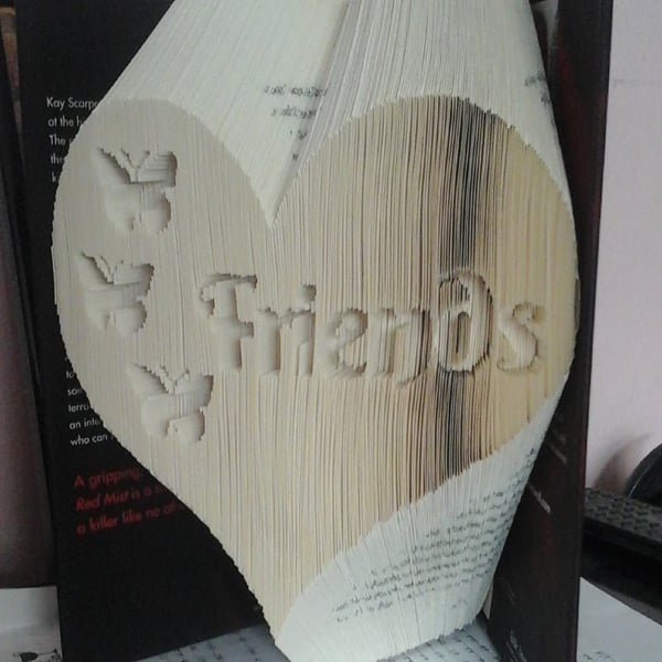 Friends, with Butterflies, in a Heart COMBI Book Folding Pattern - EMAILED PDF