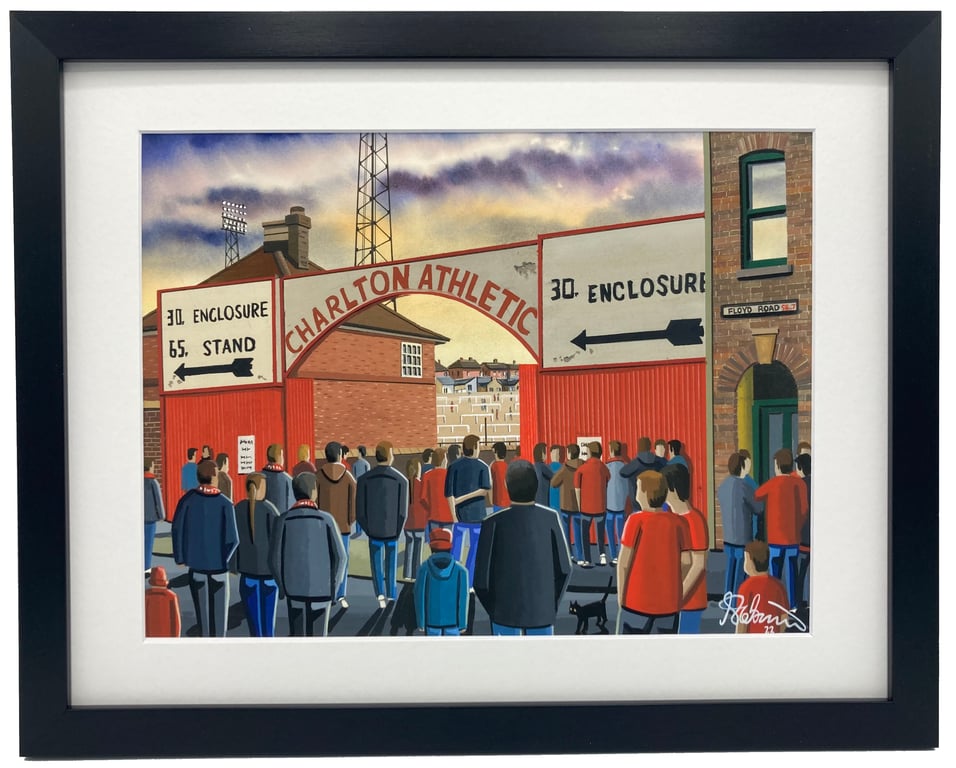 Charlton Athletic. Retro, The Valley. Framed, Football Art Print 14" x 11" Frame