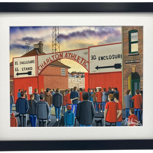 Charlton Athletic. Retro, The Valley. Framed, Football Art Print 14" x 11" Frame