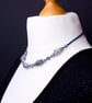 Blue marble necklace - natural grey marble with blue rainbow glass and beads - Image 5