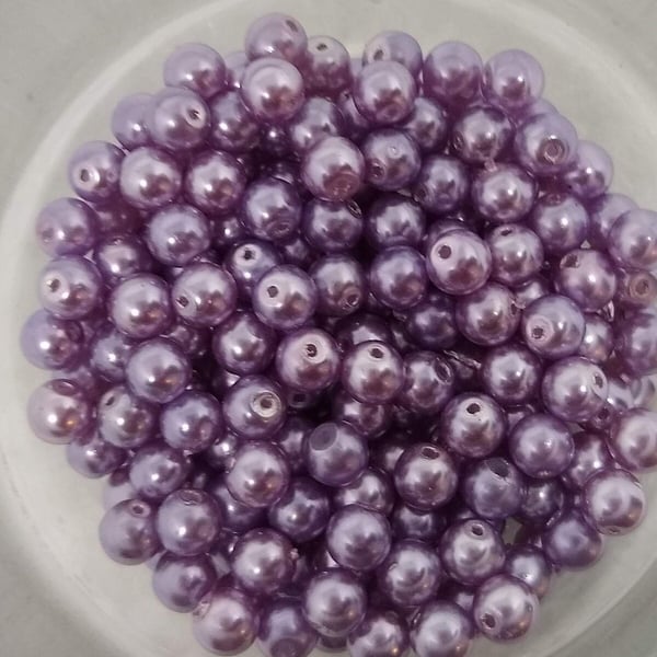 Glass Pearl Beads Purple 5mm x 30