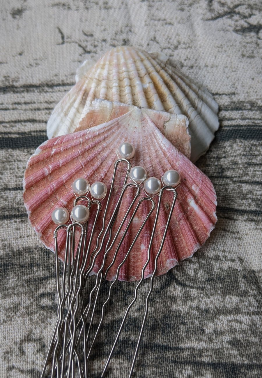 Swarovski pearl hair pins