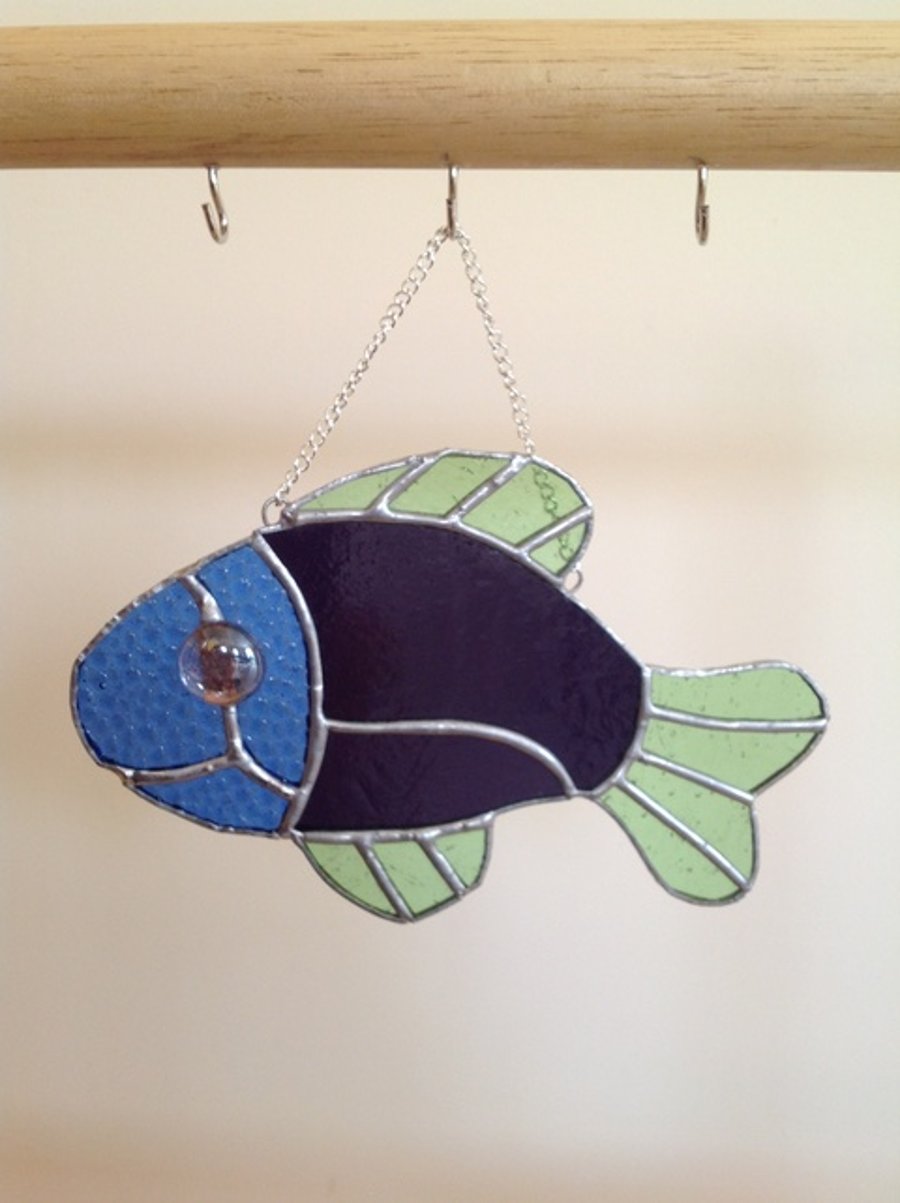 Stained glass hanging fish sun catcher Folksy