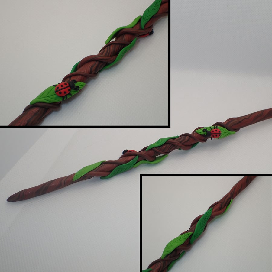 Nature wand in polymer clay