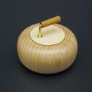 Wooden Ring Box. Handmade in the form of a miniature curling stone.