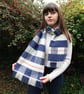 LAMBSWOOL CHECK SCARF BLUE & WHITE