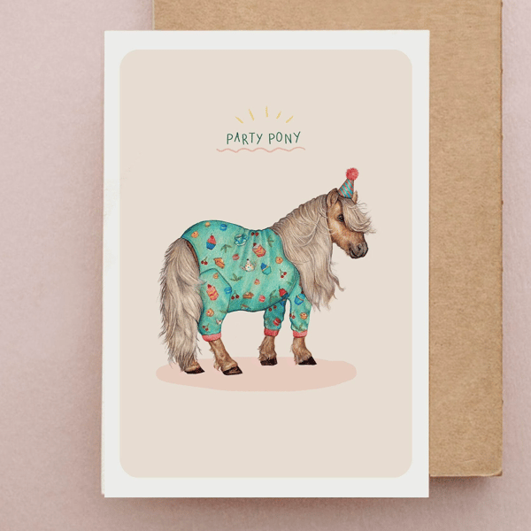 Pony Birthday Card - Funny Cards, Cute Gifts, Cute Horse Party Card