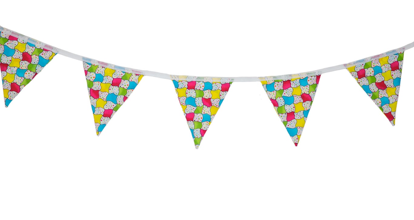 Multicoloured Flag Design Bunting-Bright Coloured, Home Decor Garland, Bedroom