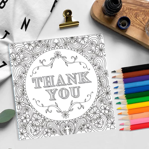 Thank You Colouring Card
