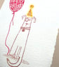 Birthday card, cute dog in a party hat, balloon, dogs birthday, from the dog.  - Image 4