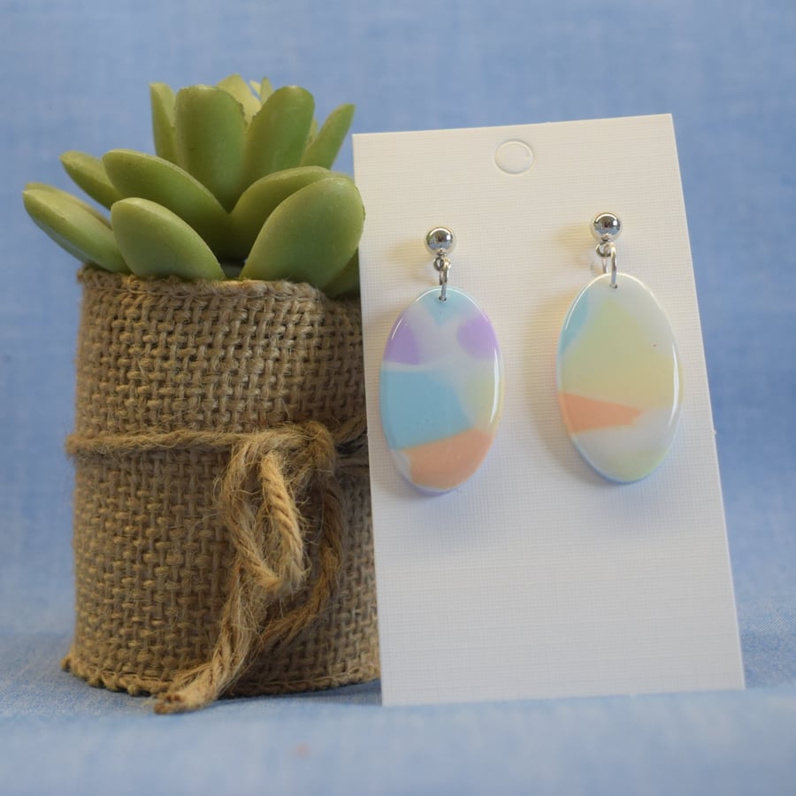 Oval Terrazzo Drop Earrings