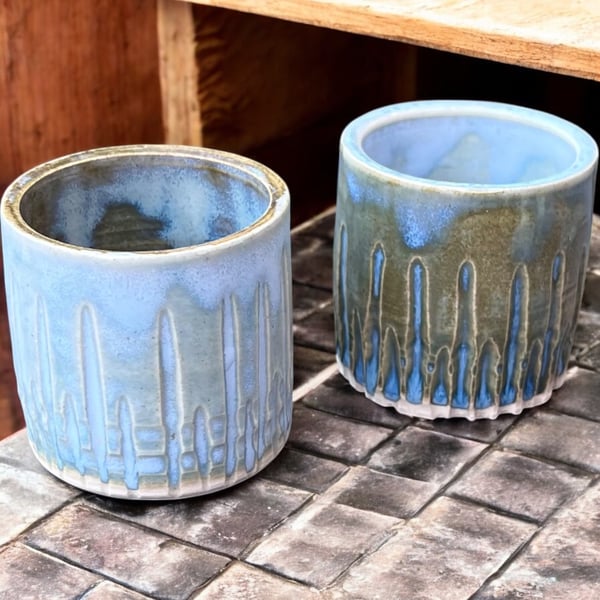 Hand-thrown set of 2 espresso cups