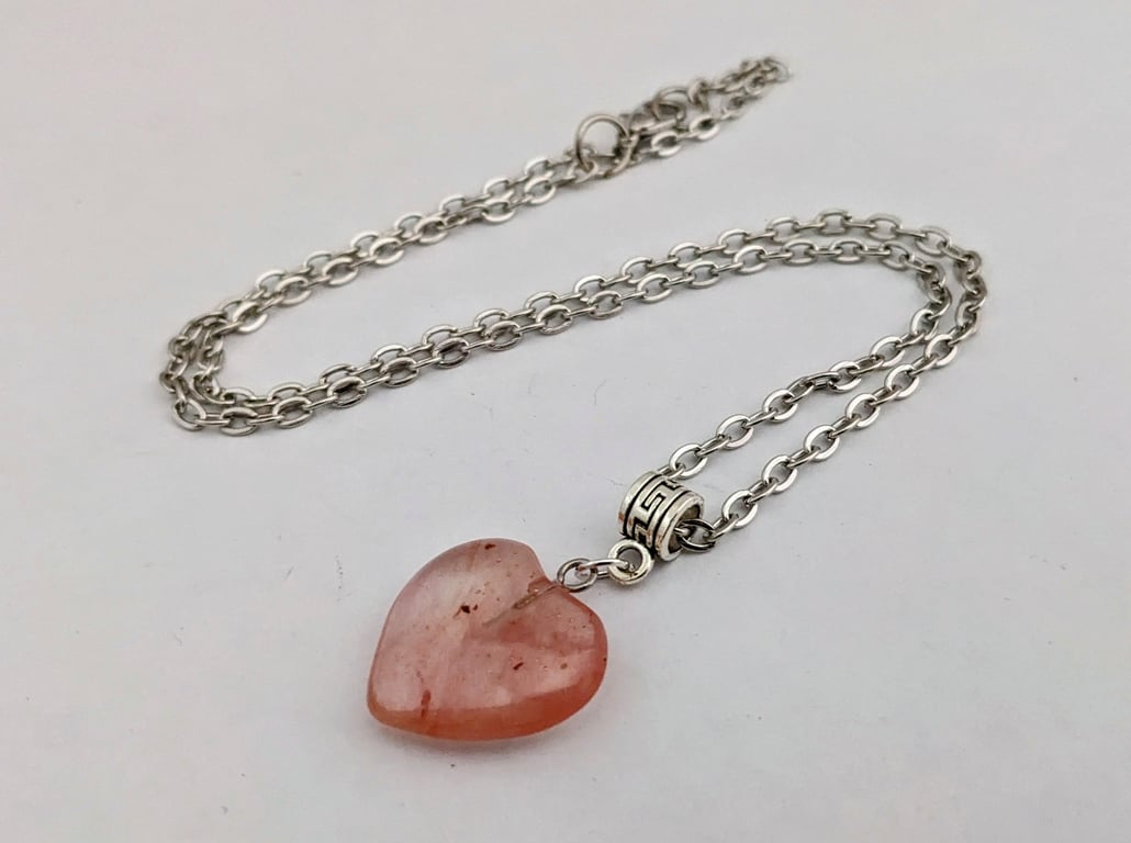 Cherry quartz heart necklace