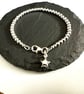 Sterling Silver 4mm Bead Bracelet with Puffed Star Charm & Lobster Clasp - Image 4