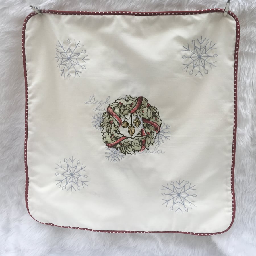SAVE 5.00 Embroidered Christmas Cushion Cover - with or without a Cushion Inner.