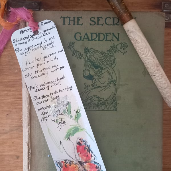 Hand drawn and painted botanical bookmark.  A book lovers gift 