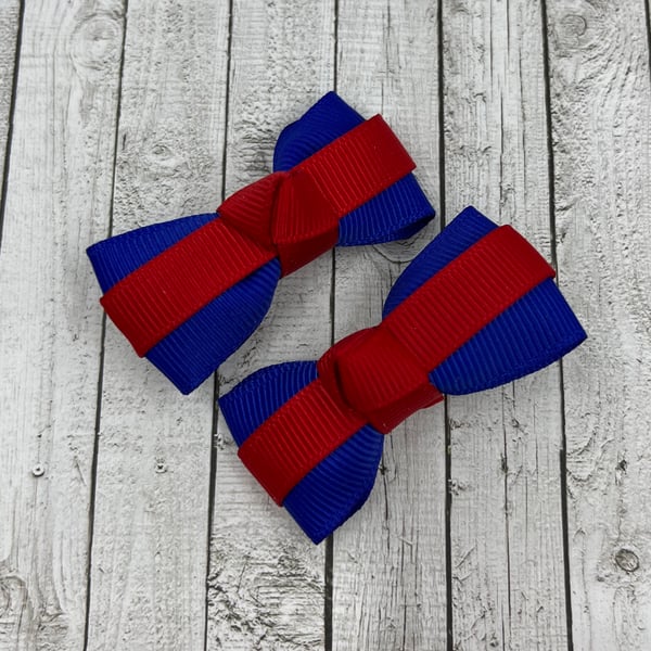 Itty Bitty Cobalt Blue and Red on Clips (pair)