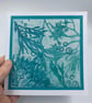 Original gelli print seaweed greetings card. - Image 4