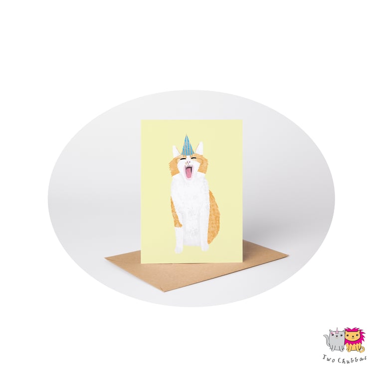 Cat Birthday Card, A6 Birthday Card, Cute Animal Birthday Card
