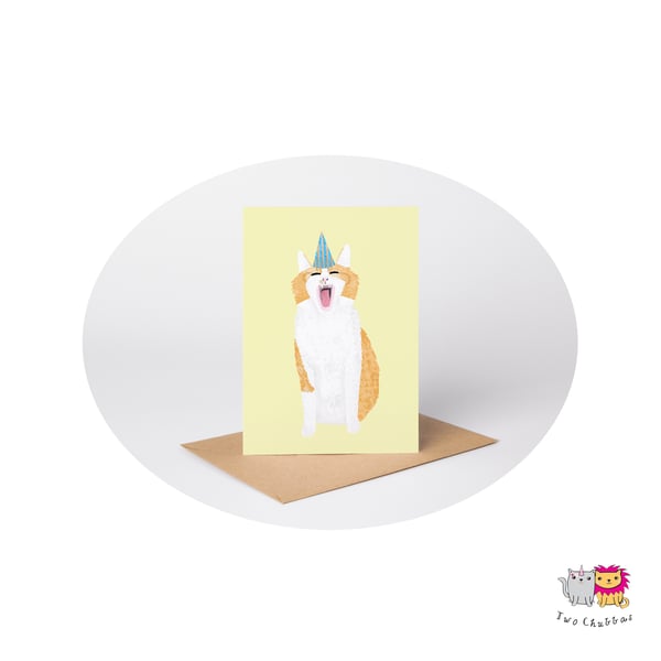 Cat Birthday Card, A6 Birthday Card, Cute Animal Birthday Card