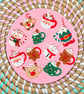 Pink Christmas Hot Chocolate Mugs Coaster – Cute Festive Wooden Drinks Coaster