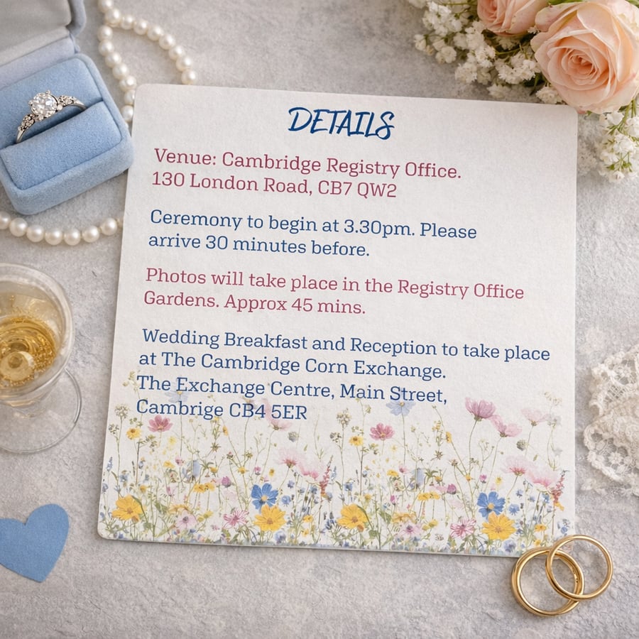 Wildflower Wedding Details Card – Matching Invitation Information Card