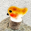 Fused Glass ‘Robin’ bird on a log