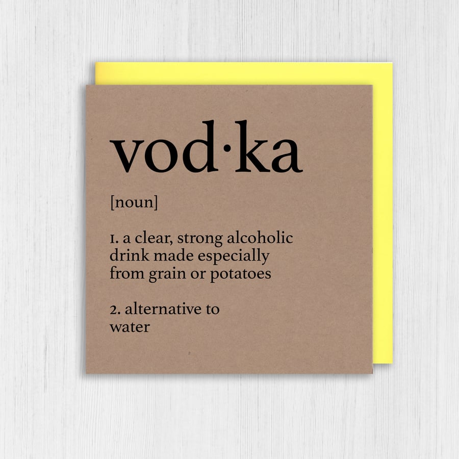Kraft birthday card: Dictionary definition of vodka