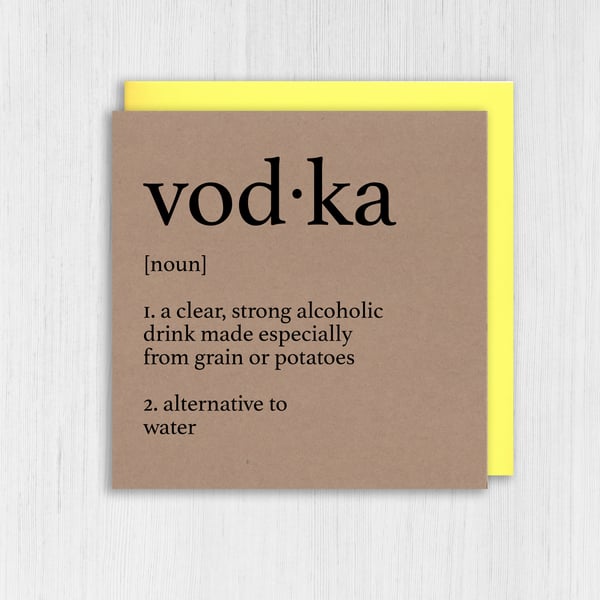 Kraft birthday card: Dictionary definition of vodka