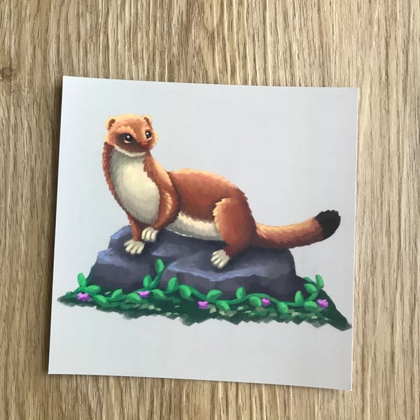 Stoat Square Post Card Print