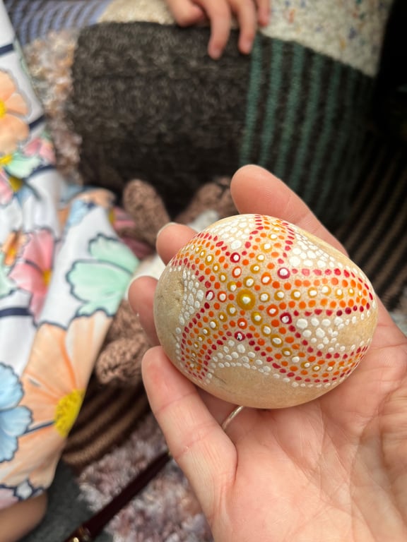 Starfish pointillism  abstract hand painted paperweight 