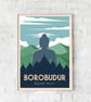 Borobudur retro travel poster, Borobudur print, Indonesia travel poster - Image 4