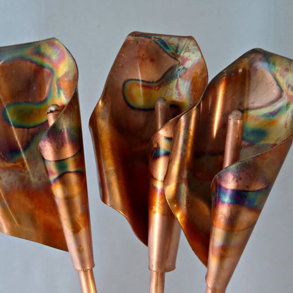 Copper calla lilies metal flowers home decor anniversary gift