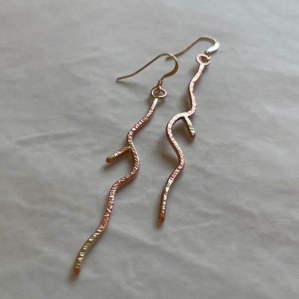 Copper Twig Earrings Festive Jewellery Folksy