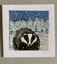 Hand painted Winter badger card - Image 3