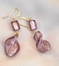 Amethyst Glass Foil Swirl Earrings