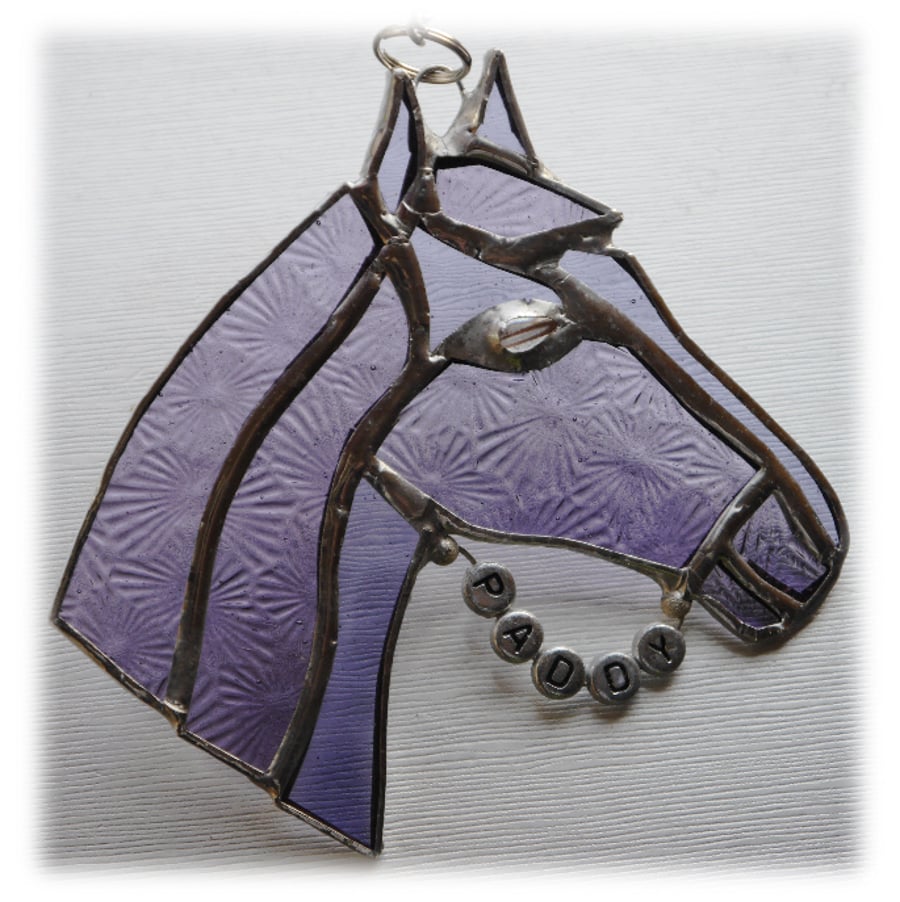 RESERVED Horse Suncatcher Stained Glass Horsehead Lilac 071 Personalised